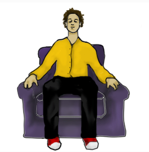 Illustration of a man sitting in a chair looking relaxed.
