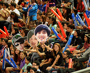 enthusiastic crowd at volleyball tournament