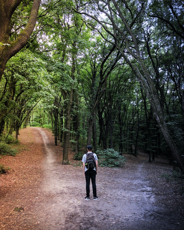 man deciding on which path to take