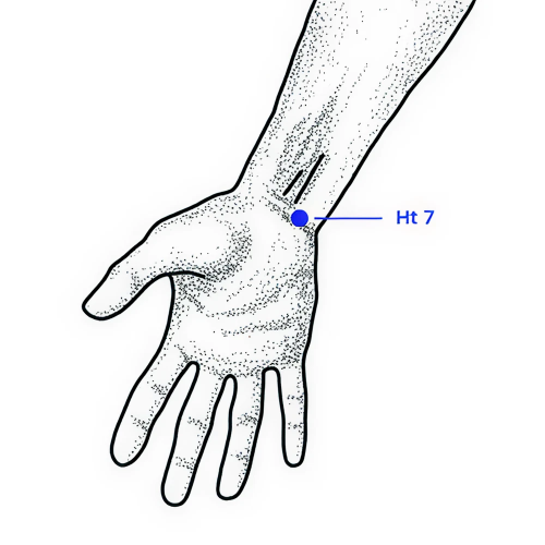Diagram of Ht 7 at the wrist.