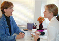 Practitioner examining a patient