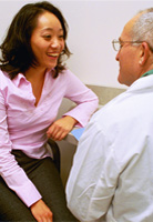 Patient talking with practitioner