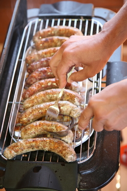 sausages on grill