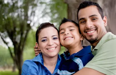 a happy family--father, mother, son