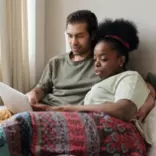 Family reading together.