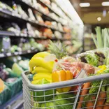 shopping cart full of produce