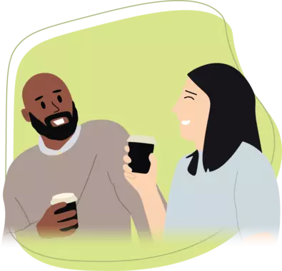 two people drinking coffee