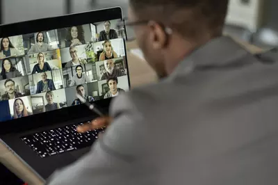 person in a group video call