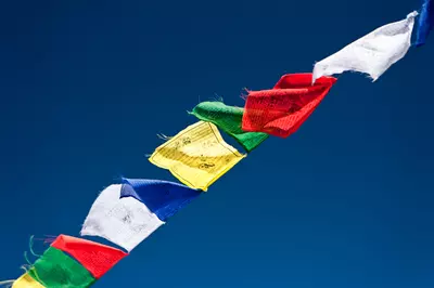 Tibetan flags flying