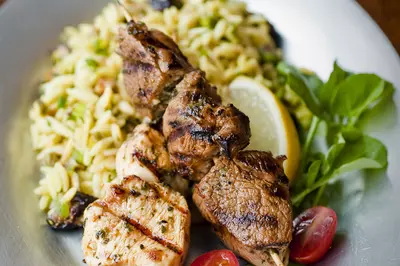 A plate of delicious healthy Mediterranean food