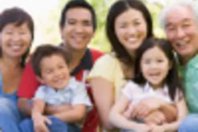 Large, smiling family