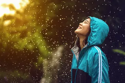 woman in the rain