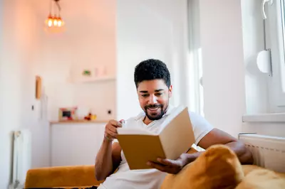 man reading a book