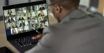 person in a group video call