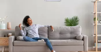woman sitting on a couch