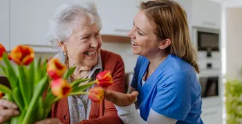 elderly woman and a nurse