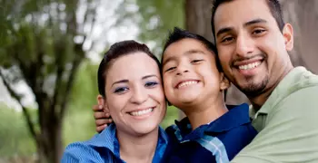 a happy family--father, mother, son