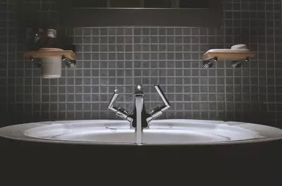 bathroom sink faucet with running water