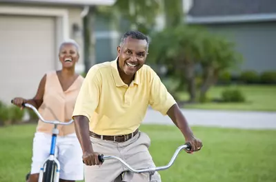 couple biking