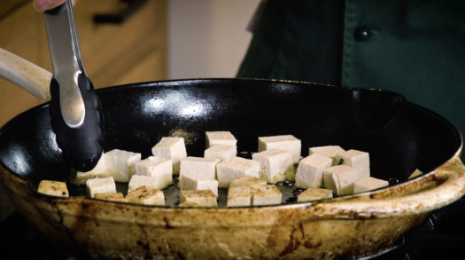 frying tofu