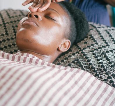 Woman getting acupressure