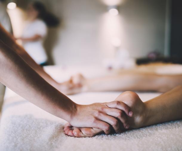 acupressure being applied to feet