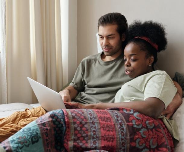 couple looking at computer