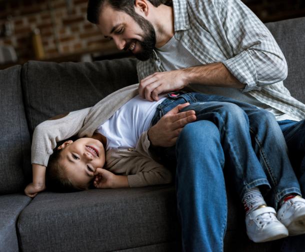 tickling on couch