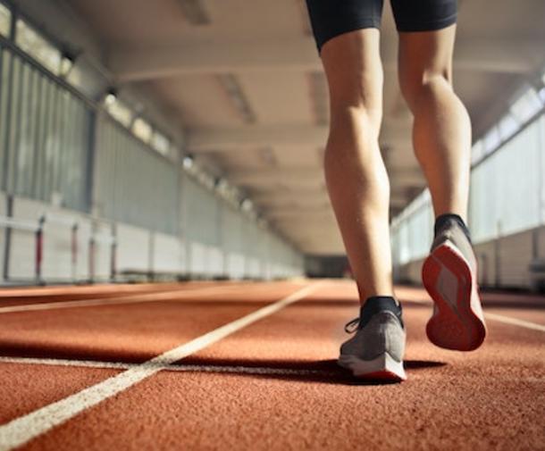 Person walking on track